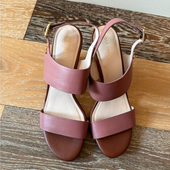 Cole Haan Women's Octavia Sandal Burlwood Leather block wood heel - Picture 4 of 10